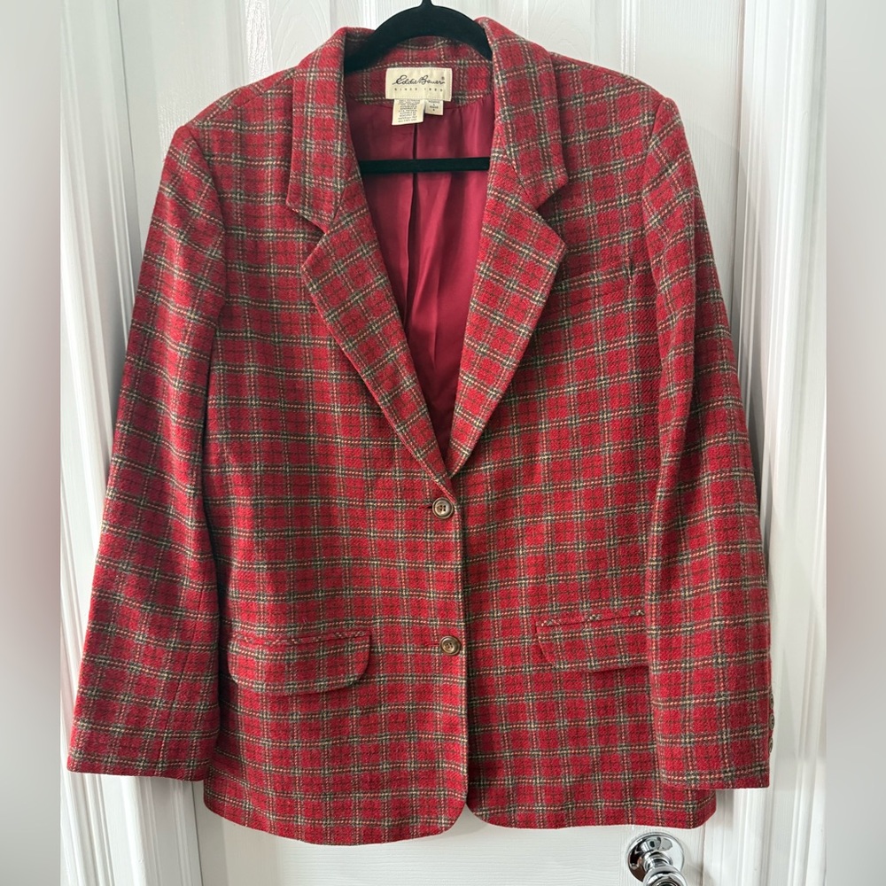 Vintage Eddie Bauer Classic Red Plaid Women's Blazer